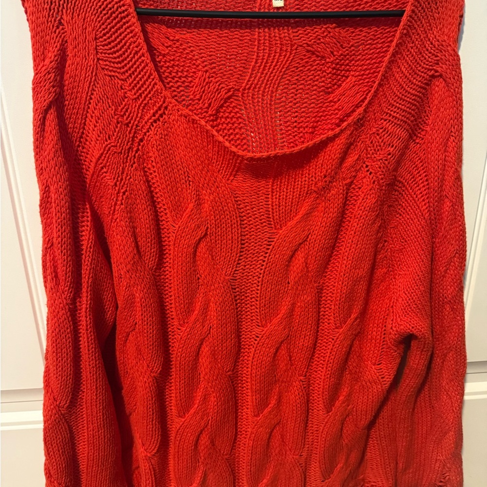 Miracle Vibrant Red Cable Knit Sweater